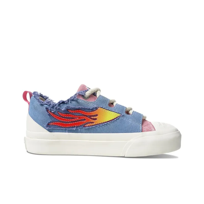 BURNING FLAME Height Increasing Low Top Canvas Shoes Unisex Cherry Blossom Pink-1