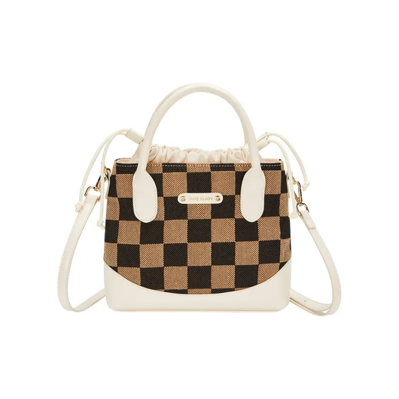 JANE KLAIN Synthetic Leather Patchwork Fabric Crossbody Bag Regular Women's White/Black/Red-0