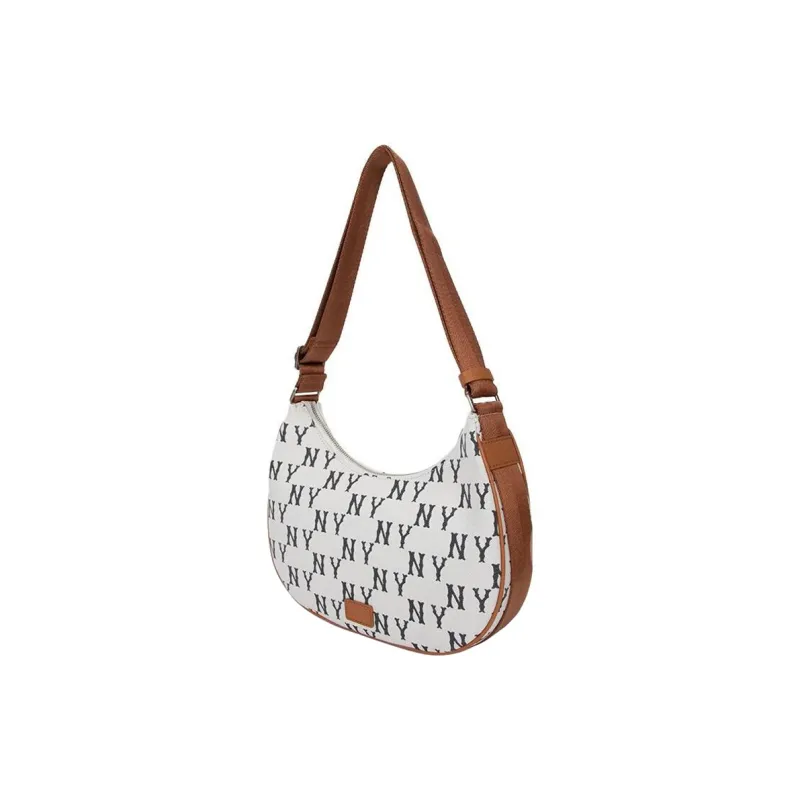 MLB Denim Dumpling Bag Shoulder Bag Handbag Shoulder Bag Women's White-2