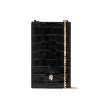 Alexander McQueen Cow Leather Cell Phone Pouch Women's Black