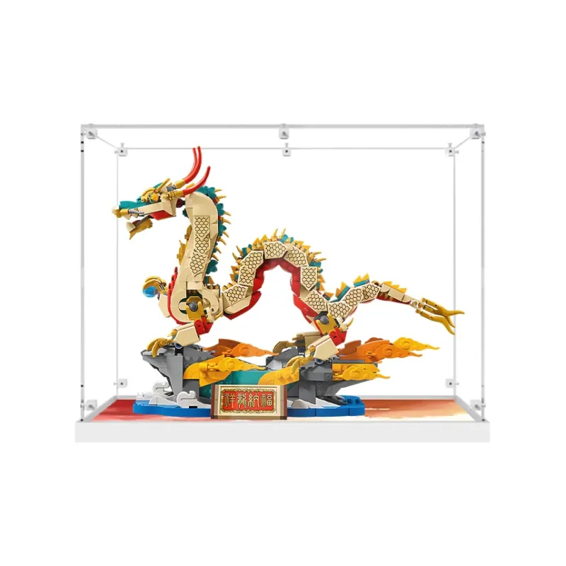 KGBOX Building Block 80112 Auspicious Dragon Nafu Acrylic Dust Resistant Transparent Display Case Model Accessories-15