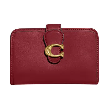 COACH Tabby Smooth Leather Card Holder Wallet Medium Size Women's Red