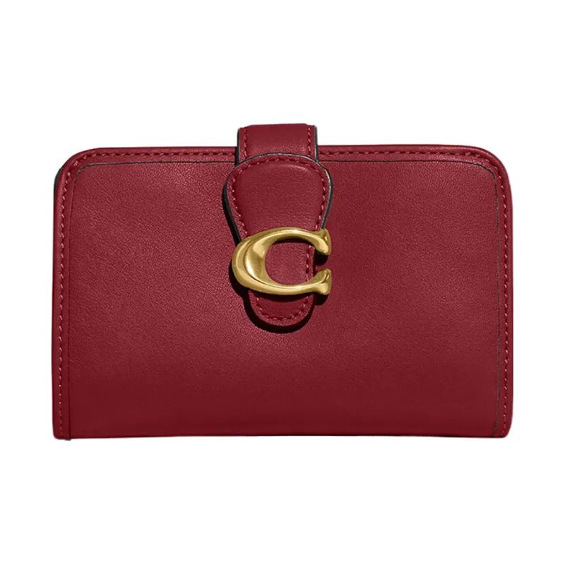 COACH Tabby Smooth Leather Card Holder Wallet Medium Size Women's Red-0