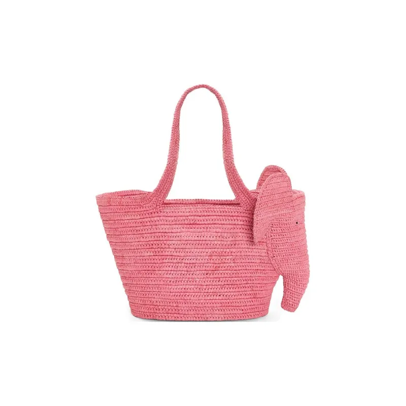 LOEWE Raffia Fiber Crossbody Handbag Small Size Women's Sunset Pink-2