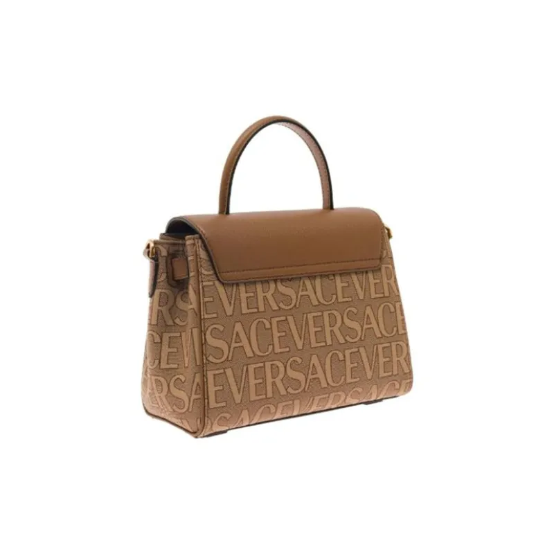 VERSACE Cow Leather Shoulder Bag Crossbody Bag Handbag Small Size Women's Brown-3
