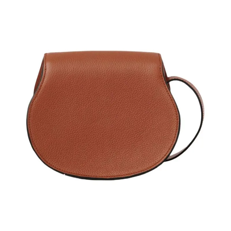 Chloe Marcie Calfskin Saddle Bag, Clutch, Crossbody Bag, Shoulder Bag Trumpets Women's Brown-1