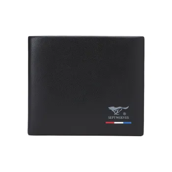 SEPTWOLVES Cow Leather Wallet Regular Men's Black