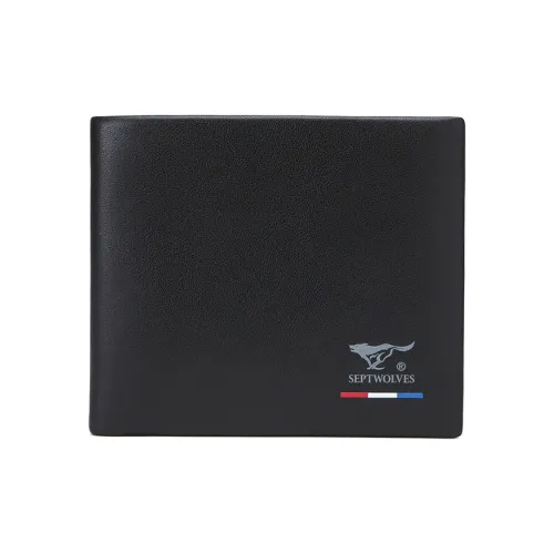 SEPTWOLVES Cow Leather Wallet Regular Men's Black