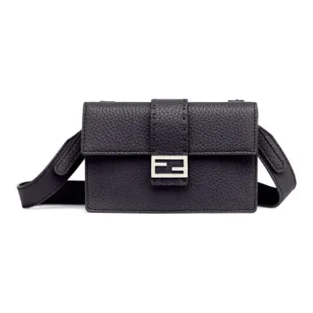 FENDI Baguette Leather Baguette Bag, Clutch, Crossbody Bag, Shoulder Bag Men's Black