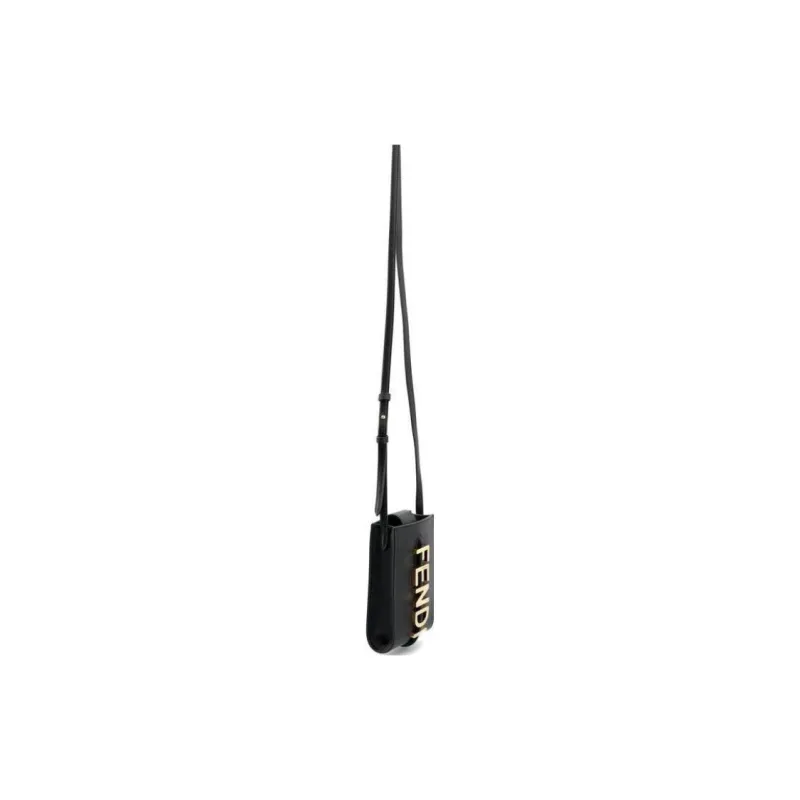 FENDI Fendigraphy Leather Cell Phone Pouch Men's Black-4