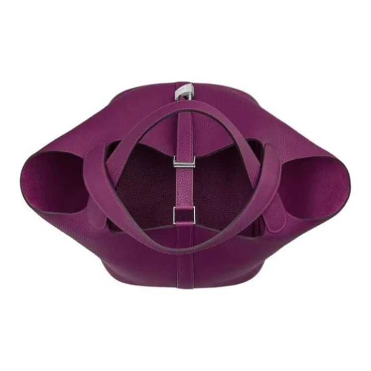HERMES Picotin Lock Leather Basket Bag Handbag Bucket Bag Women's Purple-2