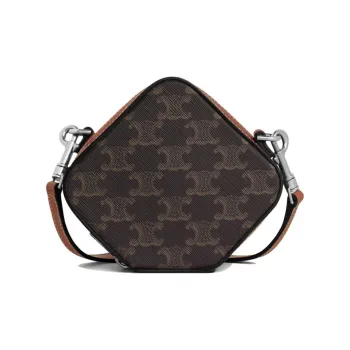 CELINE Cow Leather 3D Effect Square Bag Crossbody Bag Shoulder Bag Men's Tawny
