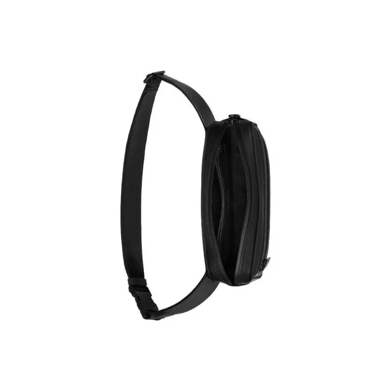 GUCCI Rubber Leather Fanny Pack Men's Black-6