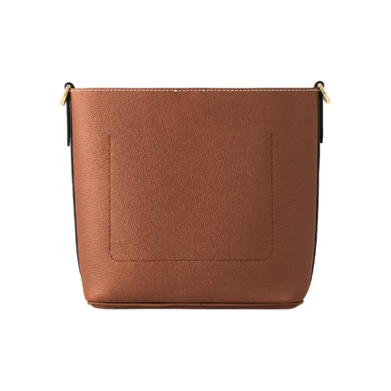 LOUIS VUITTON LOCK AND WALK Grain Calfskin Bucket Bag, Shoulder Bag, Crossbody Bag Women's Cognac Brown-2