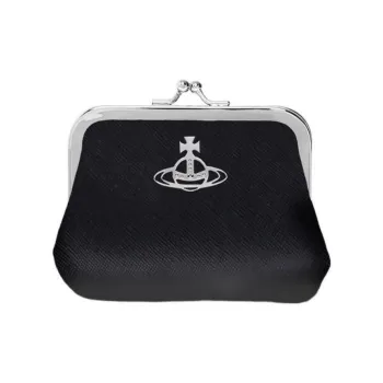 Vivienne Westwood Grain Leather Coin Purse Mini Unisex Black