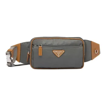 PRADA Nylon Fanny Pack Unisex Marble Gray