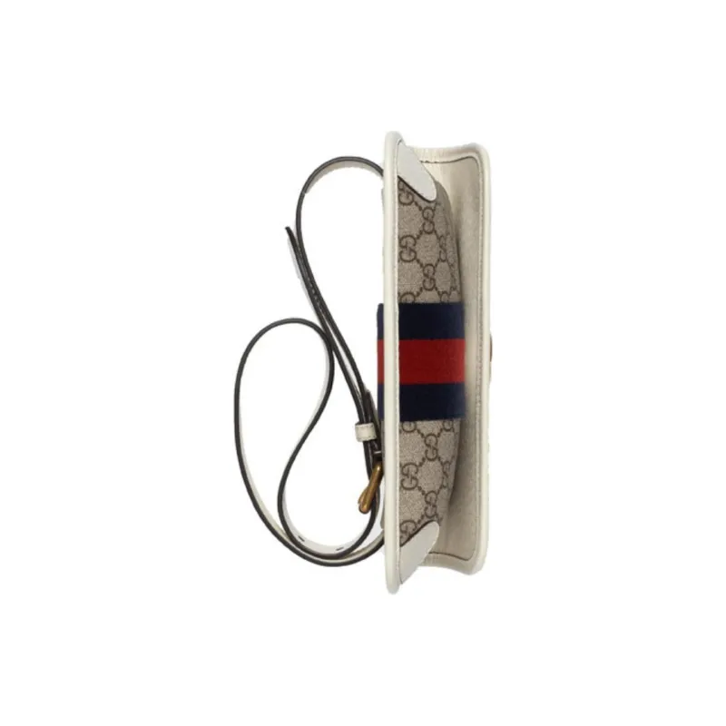GUCCI Ophidia Canvas With Leather Shoulder Bag Crossbody Bag Fanny Pack Men's Ebony/White-3