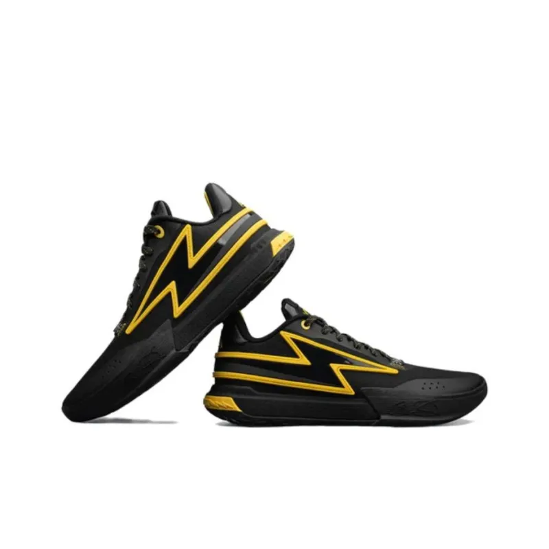 LiNing Wade Lightning Slip Resistant Low Top Basketball Shoes Men's Black Yellow-1