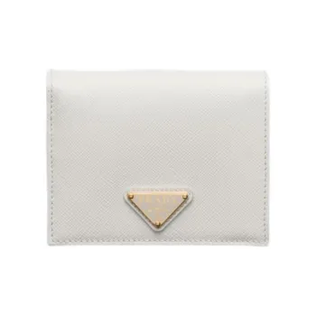 PRADA Saffiano Leather Wallet Small Size Women's White