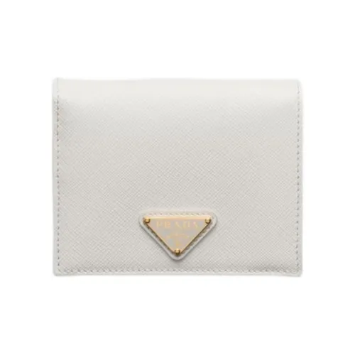PRADA Saffiano Leather Wallet Small Size Women's White