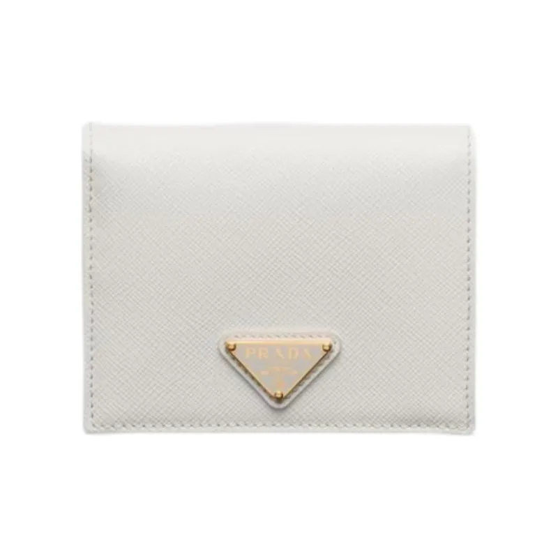 PRADA Saffiano Leather Wallet Trumpets Women's White-0
