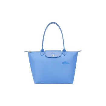LONGCHAMP Recycled Polyamide Canvas Tote Bag Shopping Bag Handbag Women's Blue