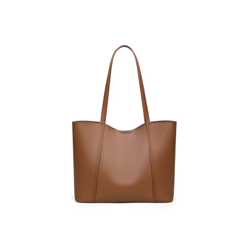 MILLIE'S Cow Leather Commute Bag, Shoulder Bag, Handbag, Tote Bag, Shoulder Bag Tubas Women's Ecru/Brown-9