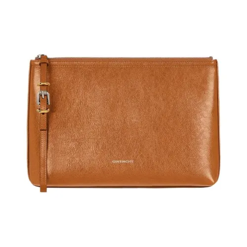 GIVENCHY Voyou Slightly Wavy Buffalo Leather Clutch Women's Soft Tan