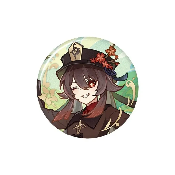 GenShin Diona, Chongyun, Xingqiu, Noel, Beige Khaki Splashing Poetry Collection Merch, Venti, Hu Tao Badges-1