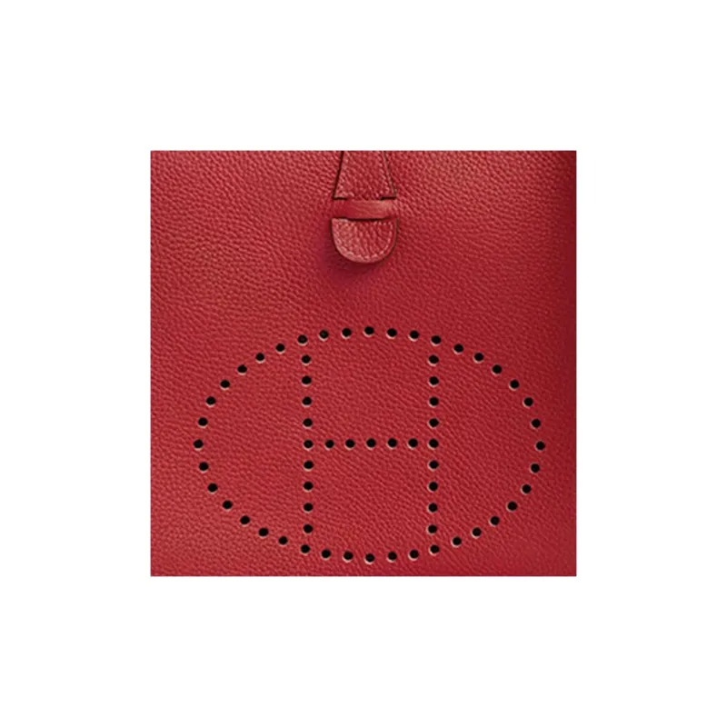 HERMES Evelyne Clemence Bullock Leather Shoulder Bag Crossbody Bag Regular Women's 5E Vermillon Vermilion-4