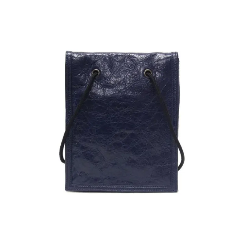 Balenciaga Explorer Lambskin Cell Phone Pouch Shoulder Bag Crossbody Bag Small Size Men's Navy Blue-1