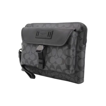 COACH Ranger Cow Leather Coin Purse, Clutch Medium Size Men's Black Gray