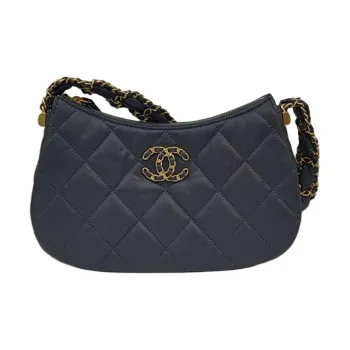 CHANEL Cow Leather Shoulder Bag, Hobo Bag, Handbag Tubas Women's Blue