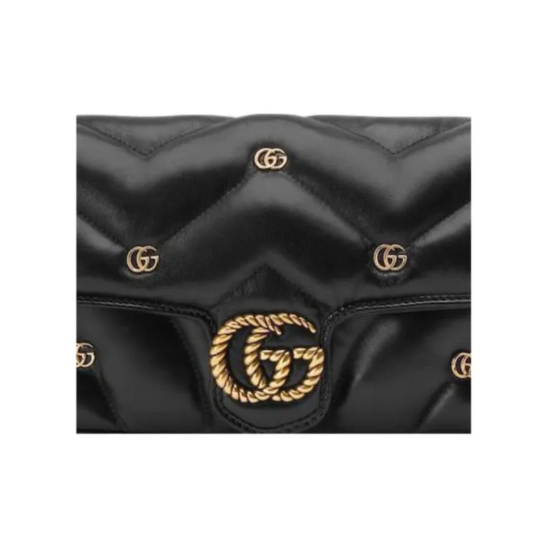 GUCCI GG Marmont Leather Shoulder Bag, Crossbody Bag Mini Women's Black-9