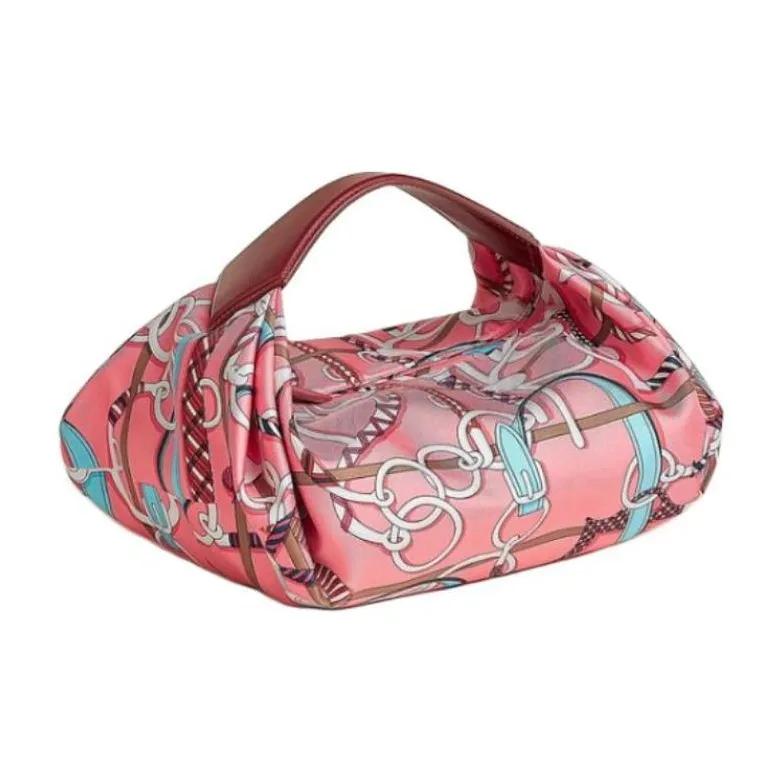 HERMES Balusoie Silk Handbag Women's Pink Multicolor-1