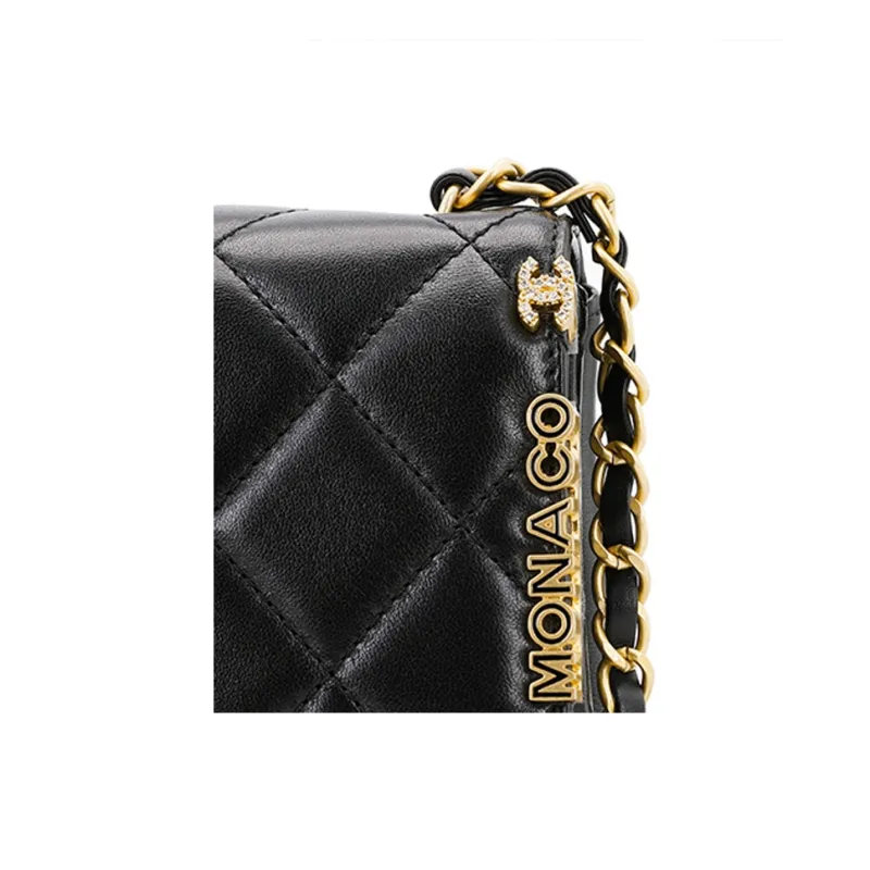 CHANEL Lambskin Flap Bag, Crossbody Bag, Shoulder Bag Women's Black-5