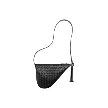 Bottega Veneta Calfskin Shoulder Bag Crossbody Bag Small Size Men's Black