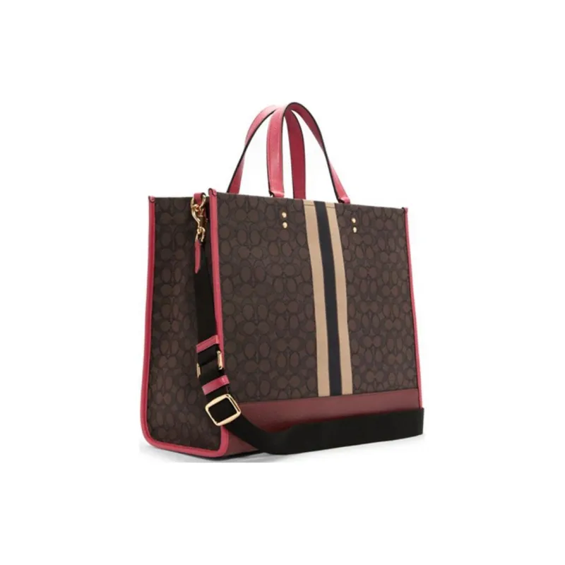 COACH Dempsey Canvas Bag Crossbody Handbag Large Size Unisex Brown-1