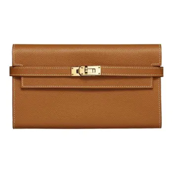 HERMES Kelly Wallet Epsom Calfskin Wallet Women's 37 Gold Gold Brown