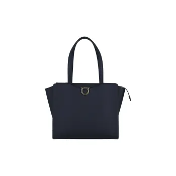 FERRAGAMO Cow Leather Tote Bag, Shopping Bag, Shoulder Bag, Handbag Women's Marine Blue