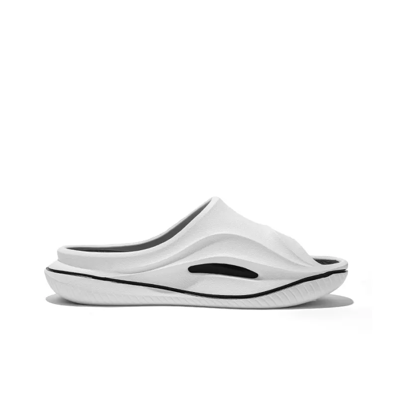 Cool Bucket Cloud Series Cut Out Slip Resistant Slide Slippers Unisex Cloud White Black-1