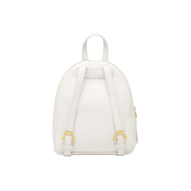 COCCINELLE Grained Leather Backpack Medium Size Women's White-2