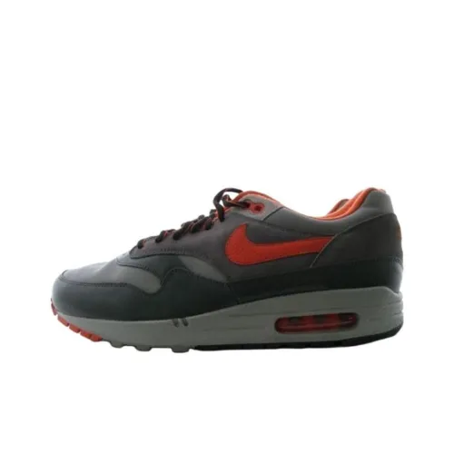 HUF x Nike Air Max 1 Durable Breathable Low-Top Casual Running Shoes Men's Gray Orange