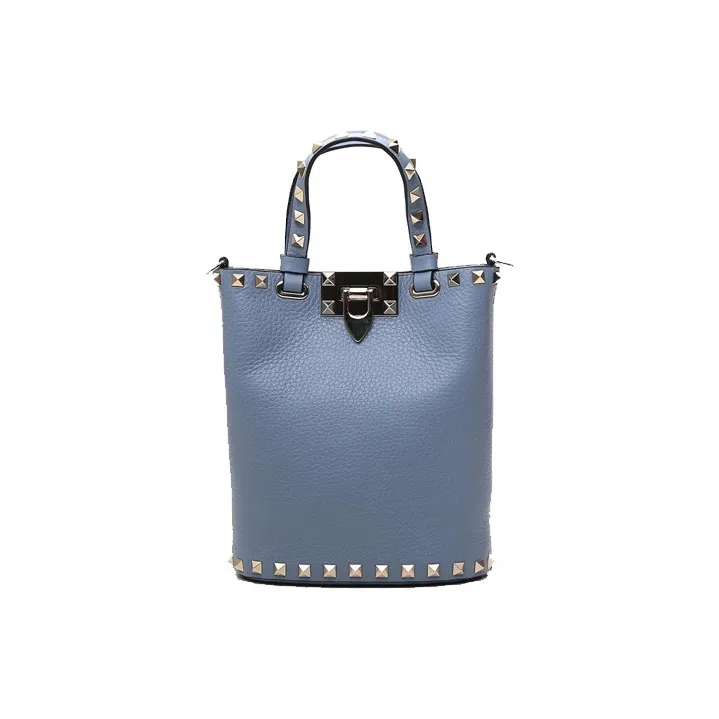 Valentino Rockstud Calfskin Bucket Bag Shoulder Bags Handbags Mini Women's Blue-1