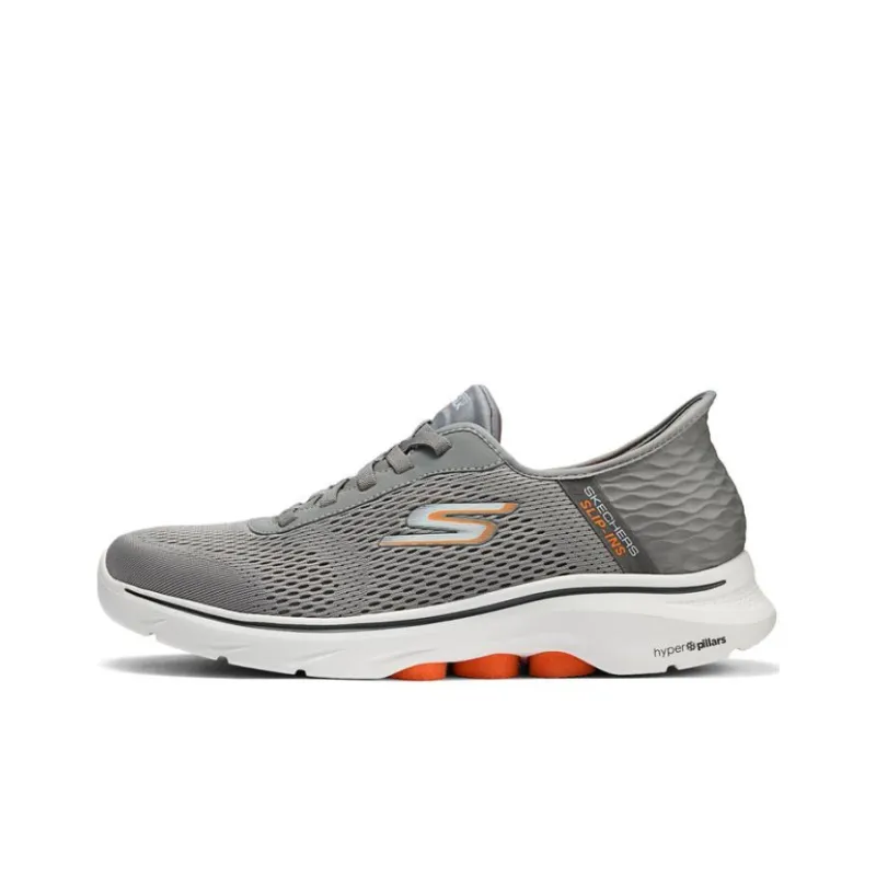 Skechers Slip Ins Slip Ins Technology Anti Slip And Wear Resistant Lightweight Low Top Casual Shoes Men's Gray Orange-0