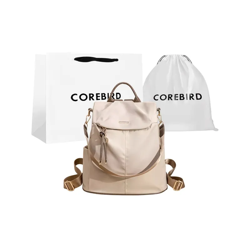 CORE BIRD Oxford Backpack Women's Black/Apricot/Leather Pink-0