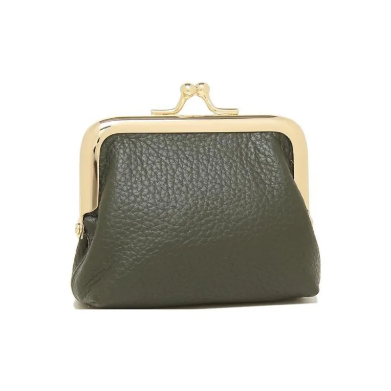 Vivienne Westwood Grain Leather Coin Purse Mini Women's Green Light Gold-4