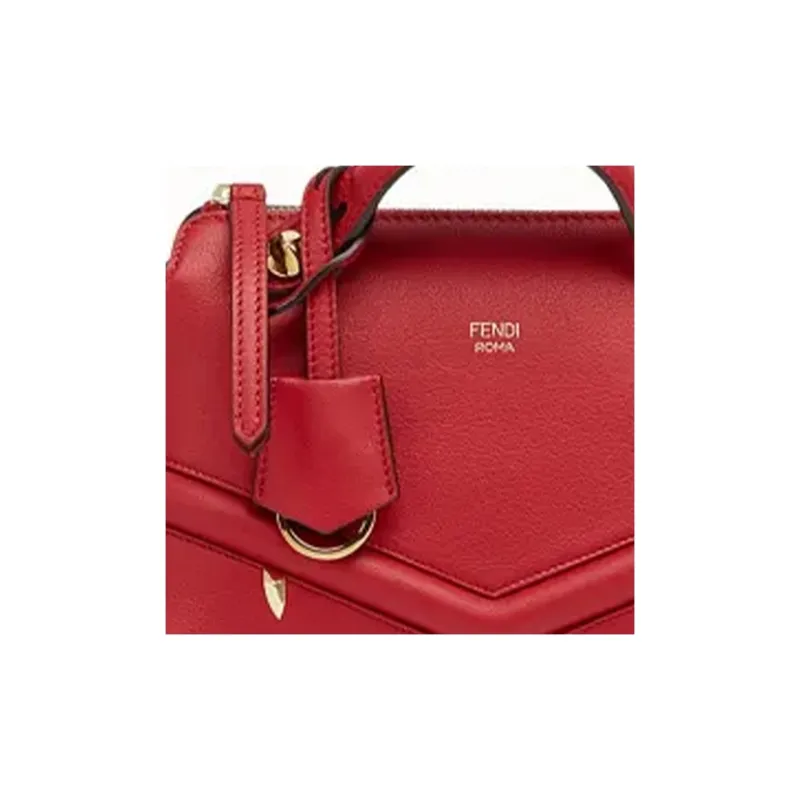 FENDI By The Way Series Cow Leather Boston Bag Shoulder Bag Crossbody Bag Handbag Mini Women's Red-1