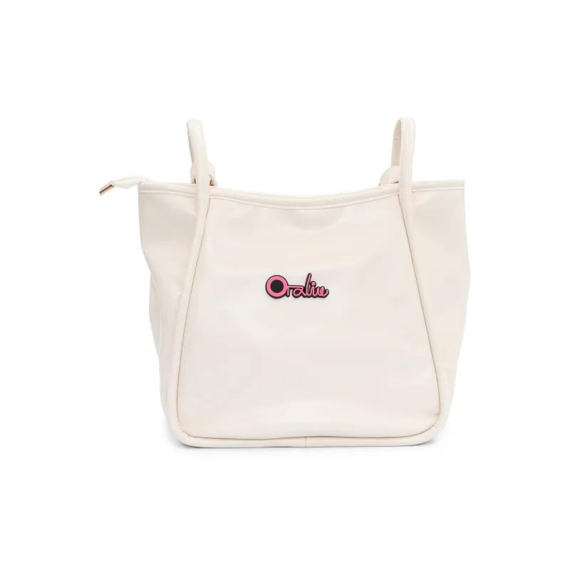 OTA PU Shoulder Bag Tote Bag Shopping Bag Handbag Large Size Women's White Pink-0