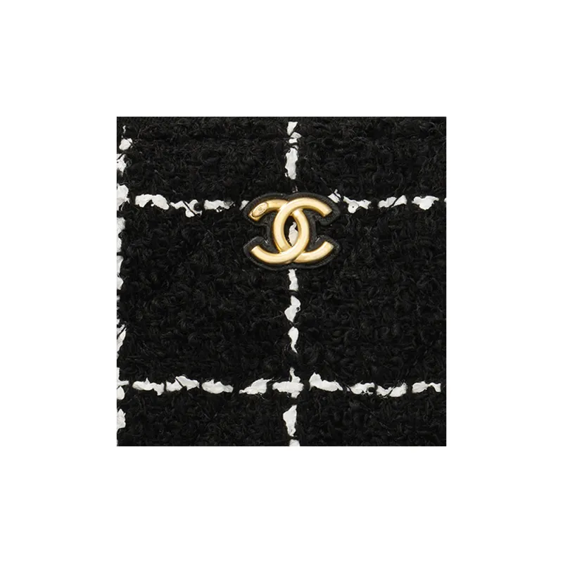 CHANEL Soft Woolen Clutch Box Bag, Shoulder Bag, Crossbody Bag Women's Black & White-4